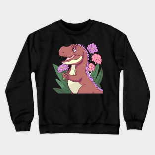 cute t-rex with flowers Crewneck Sweatshirt